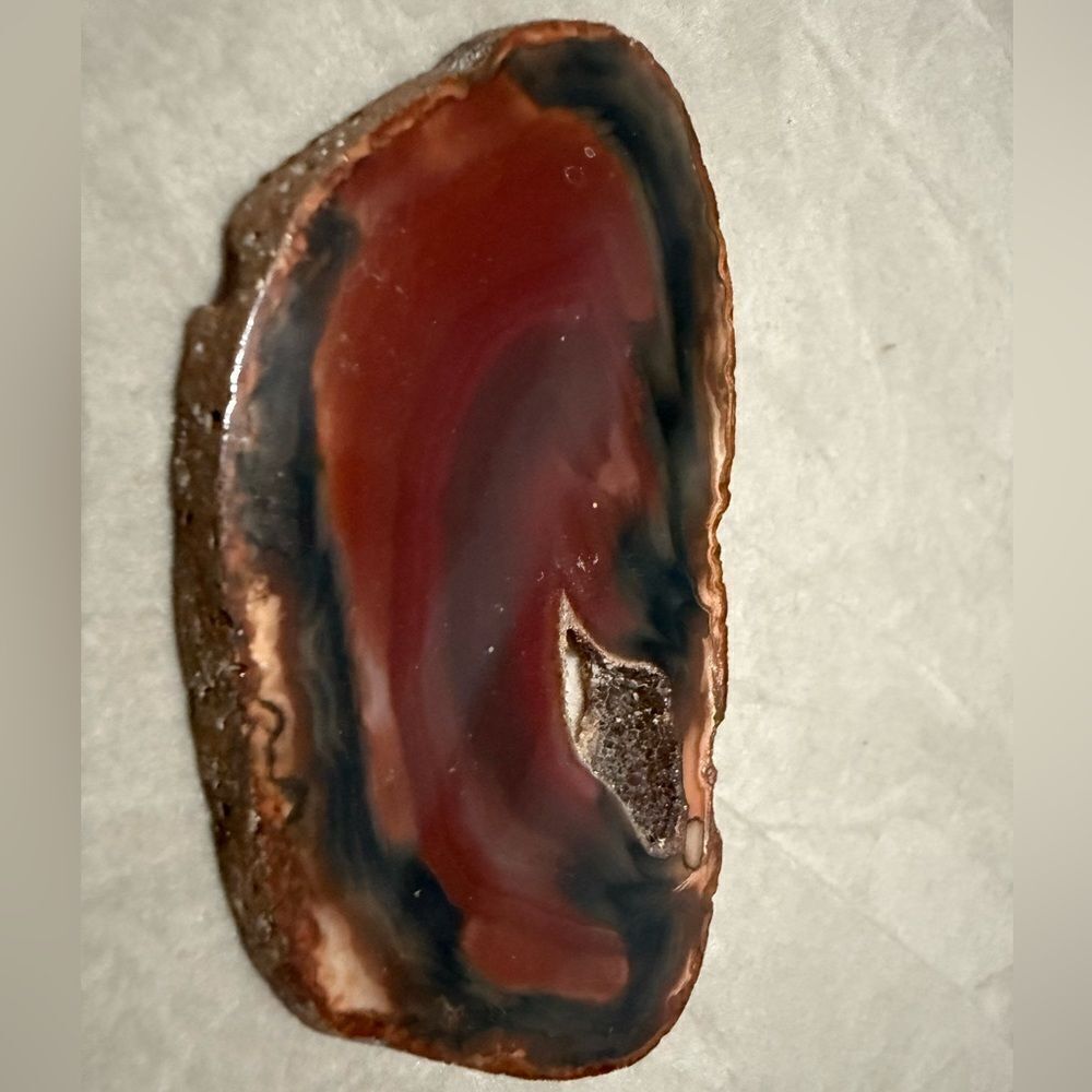 Polished Agate Slice – Natural Crystal Geode with Red & Black Bands - Picture 3 of 17